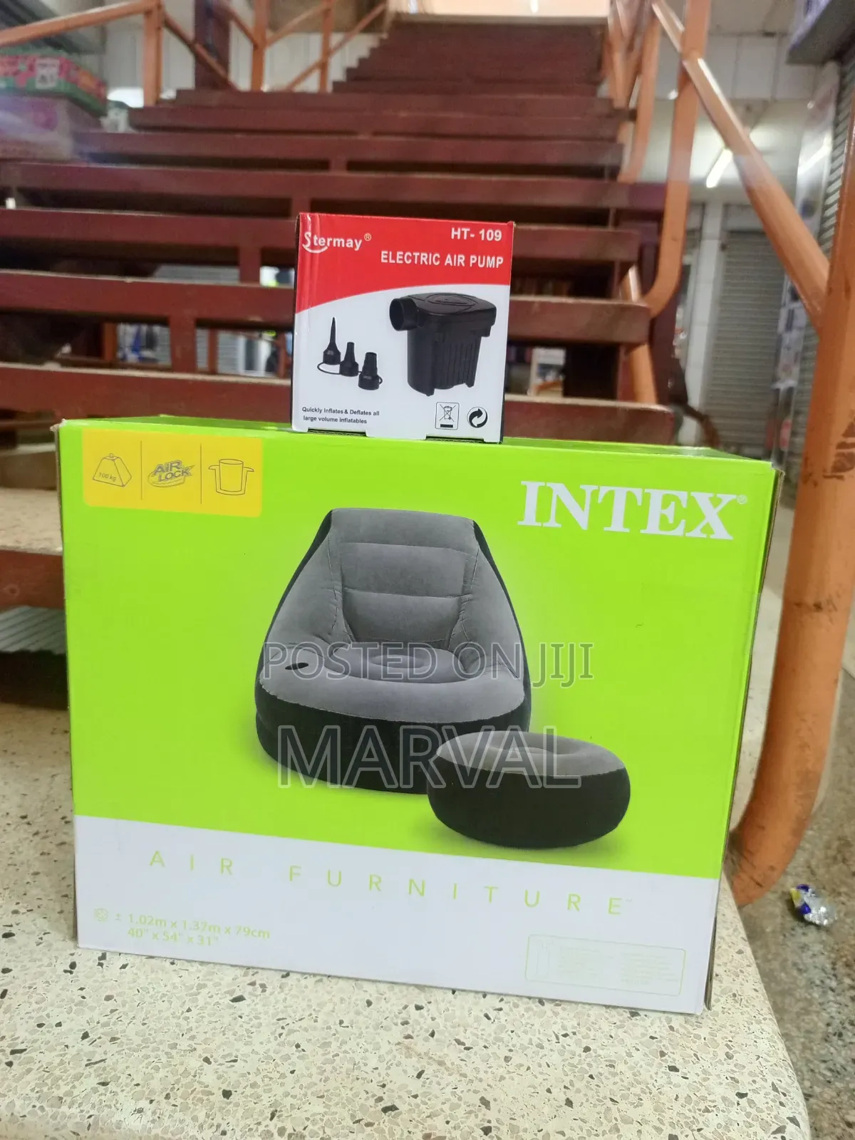 Intex Ultra Lounge Inflatable Chair and Ottoman Set With Pump