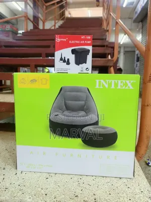 Intex Ultra Lounge Inflatable Chair and Ottoman Set With Pump