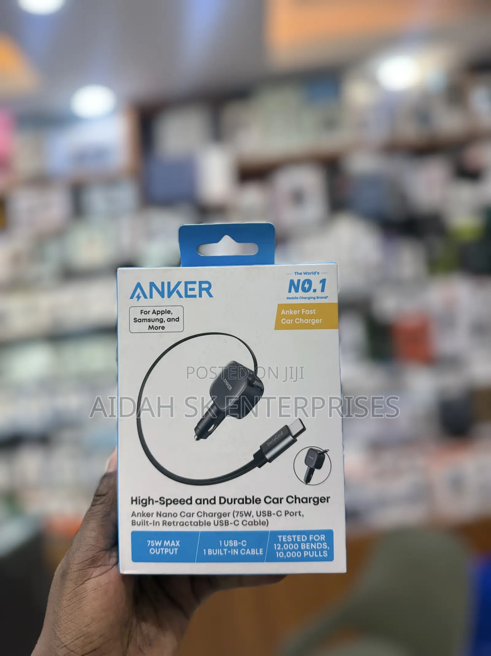 Anker Nano 75w Car Charger With Retractable Cable