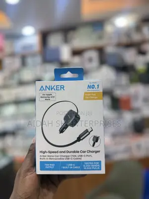 Anker Nano 75w Car Charger With Retractable Cable
