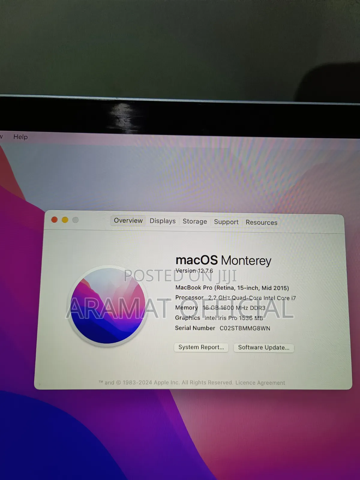 Laptop Apple MacBook Pro 16GB Intel Core i7 SSD 128GB