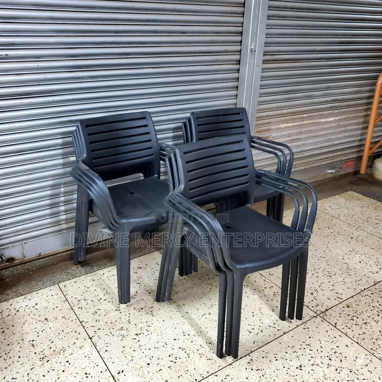 Armed Black Plastic Chairs