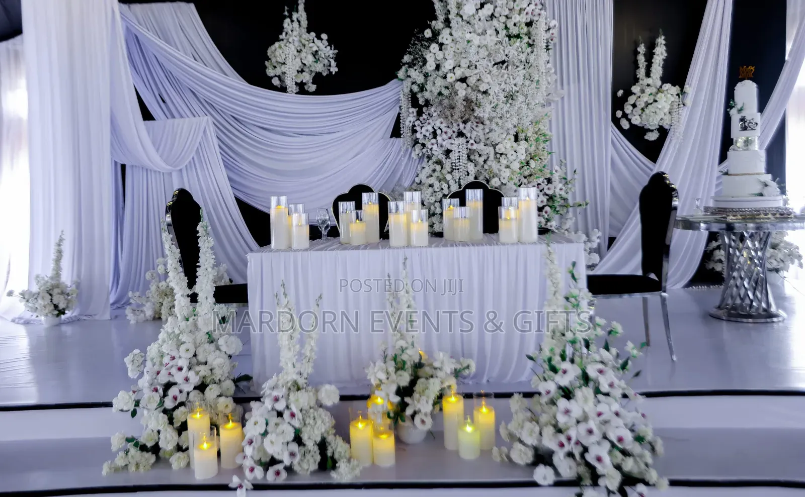 Indoor Hall Black and White Wedding