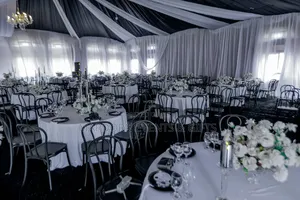 Indoor Hall Black and White Wedding