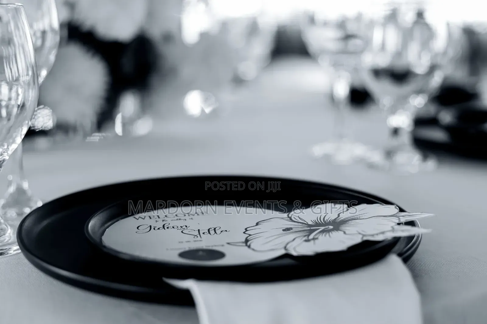 Indoor Hall Black and White Wedding