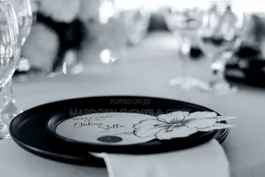 Indoor Hall Black and White Wedding