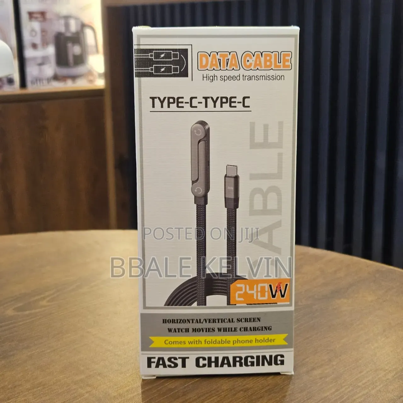 240w Data Cable With Foldable Phone Holder