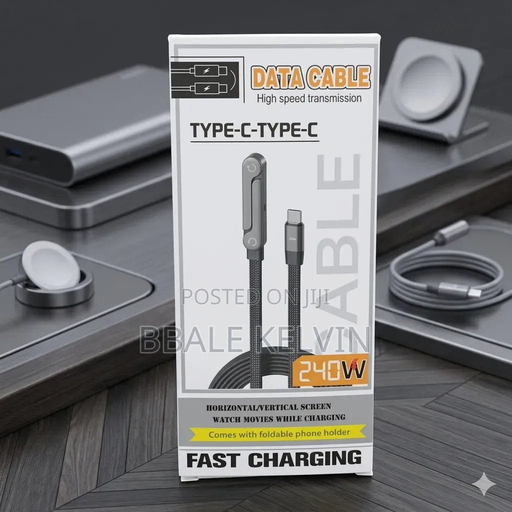 240w Data Cable With Foldable Phone Holder