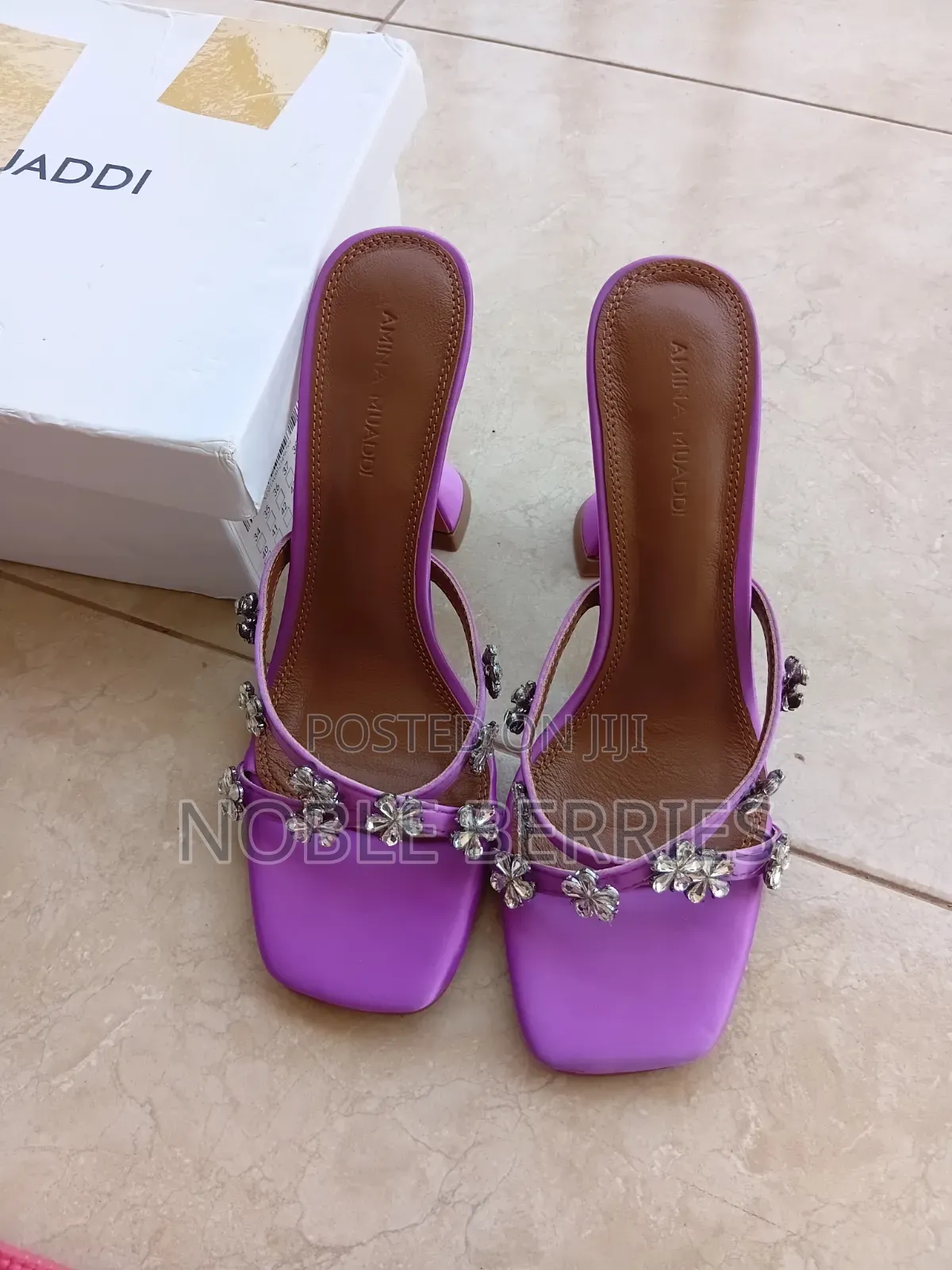 Amina Muaddi Purple Heels