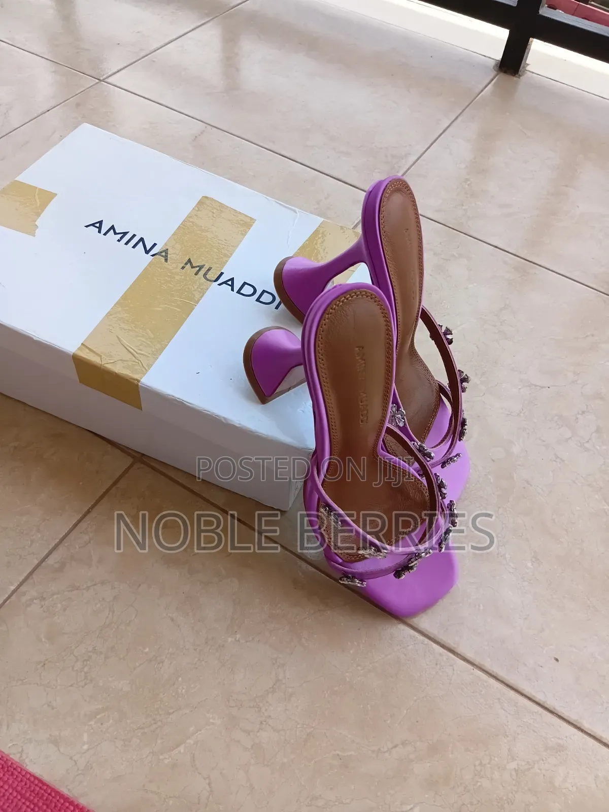 Amina Muaddi Purple Heels