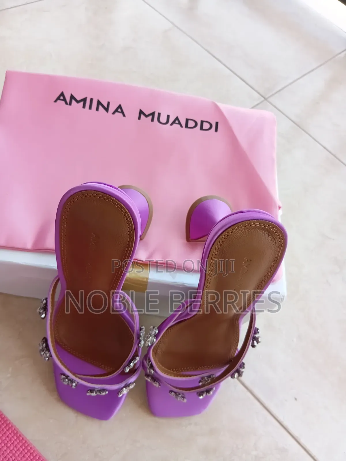 Amina Muaddi Purple Heels