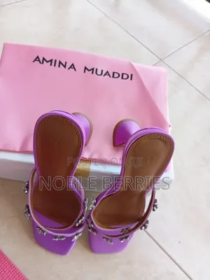 Amina Muaddi Purple Heels