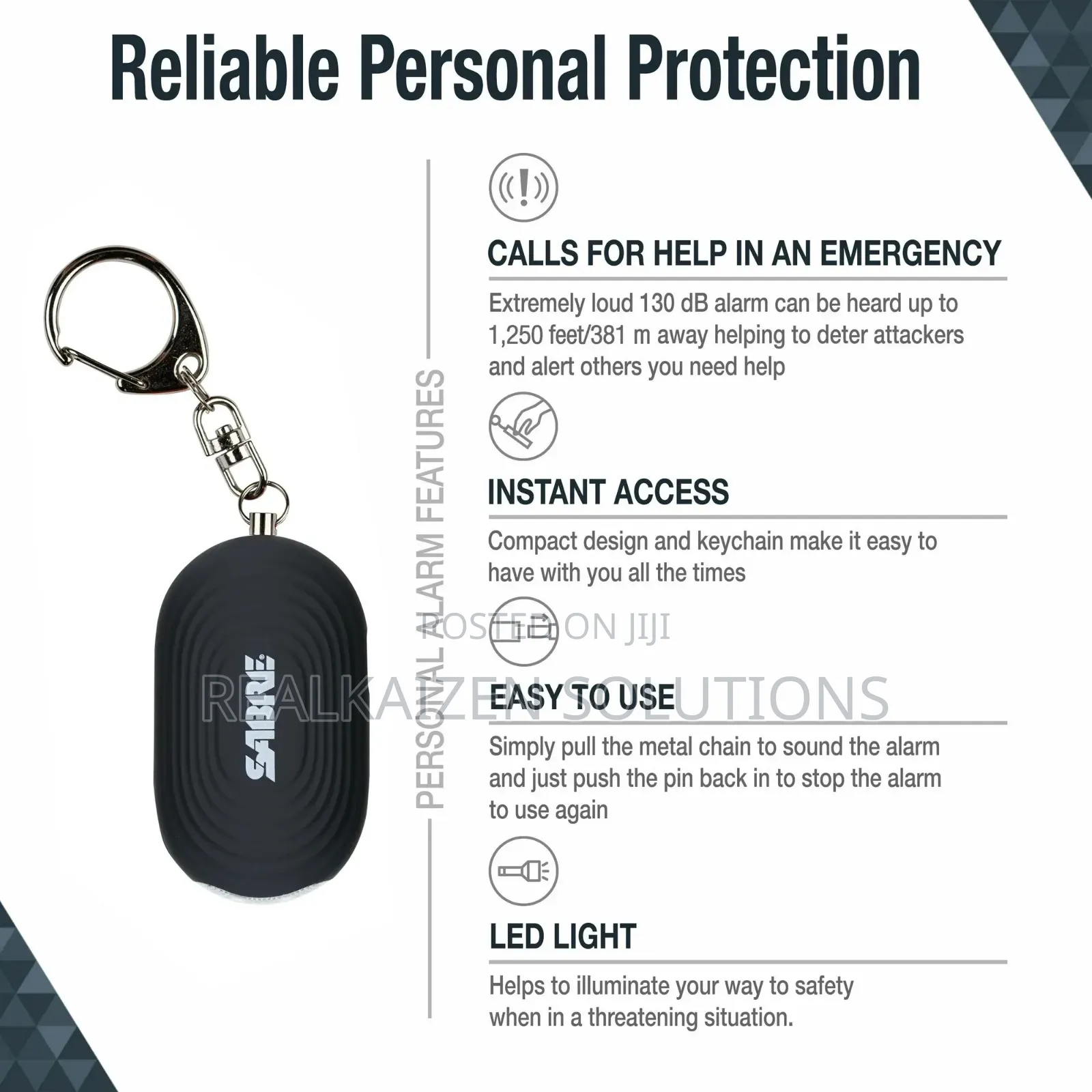 Usa Sabre 2-in-1 Personal Alarm With Led Light| Personal Safety Siren