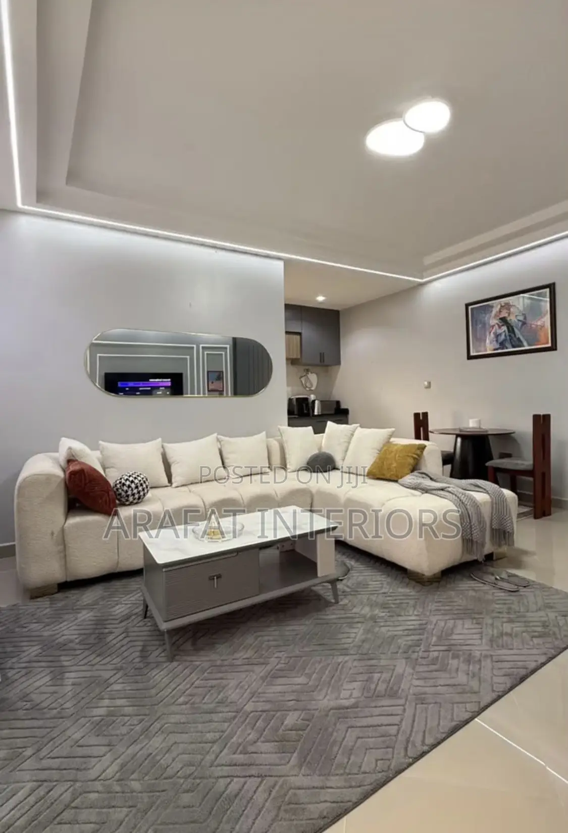 Stunning Modern L-Shaped Sectional Sofa in Premium Cream/Beige Fabric