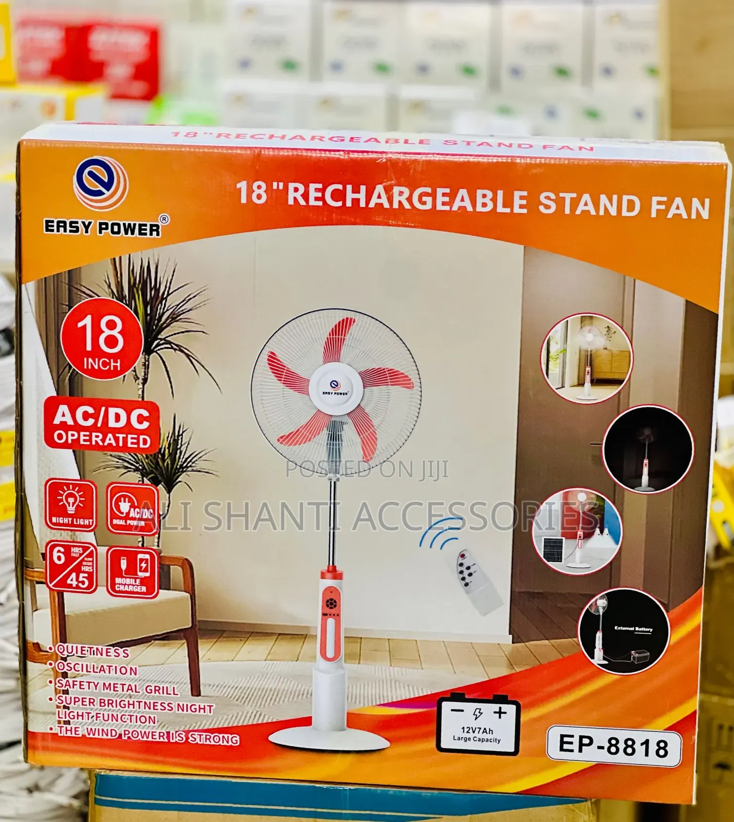 18 Inches Rechargeable Stand Fan With Remote
