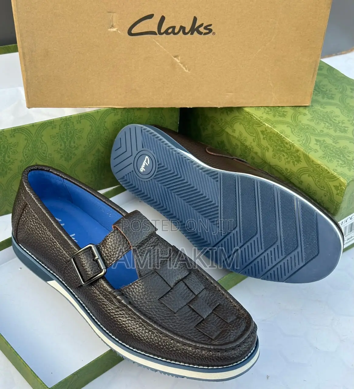Classic Clarks Woven Leather Loafer Sandals for Casual in Stock
