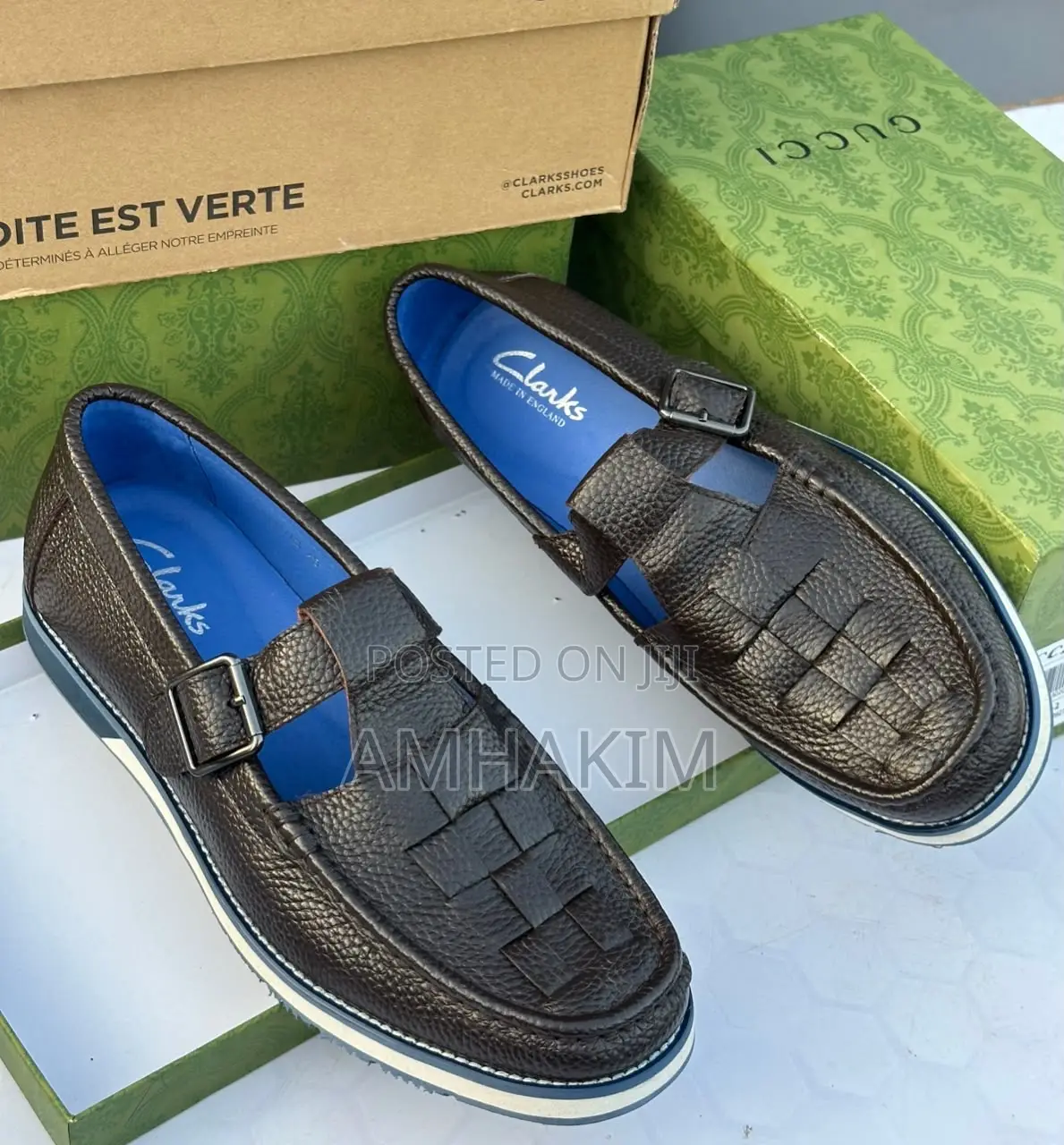 Classic Clarks Woven Leather Loafer Sandals for Casual in Stock