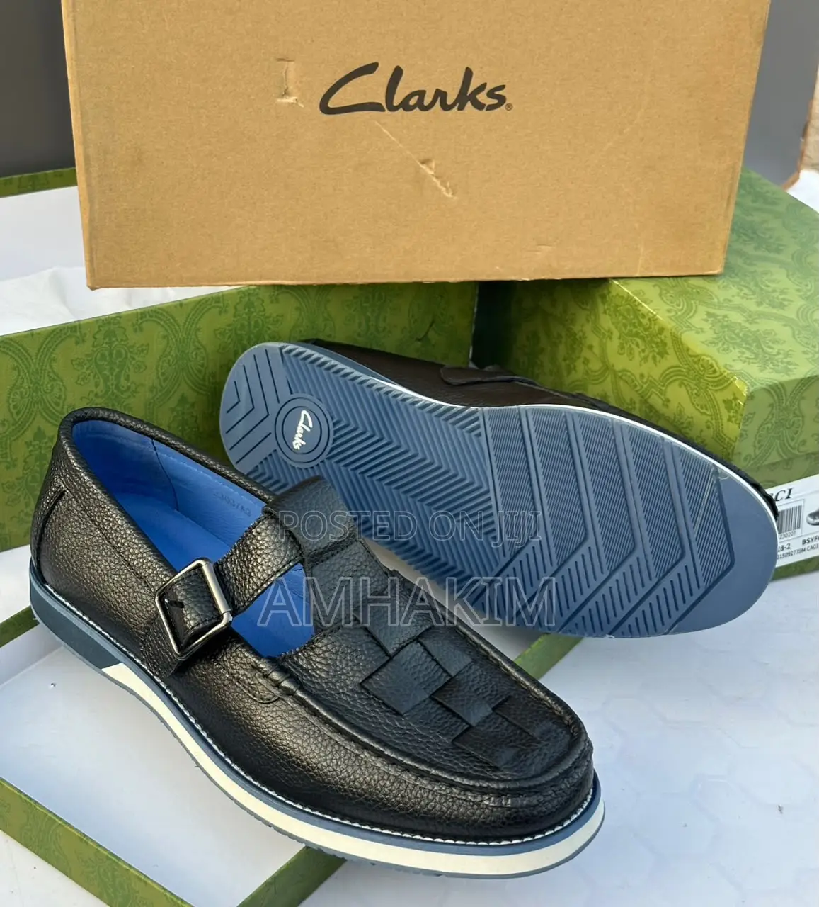 Classic Clarks Woven Leather Loafer Sandals for Casual in Stock
