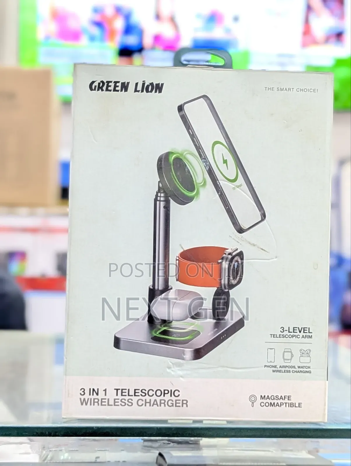 Green Lion 3 in 1 Wireless Magsafe Charger Stand