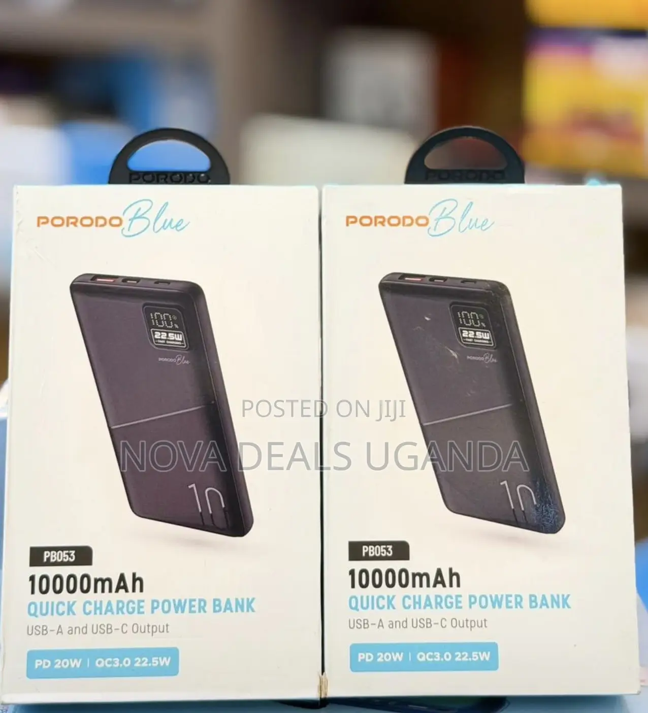 Porodo Blue 10000mah Quick Charge Power Bank Usb-a and Usb-C Output
