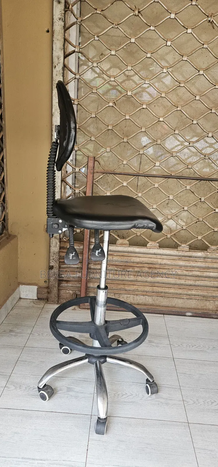 Leather High Counter Armless Office Chair