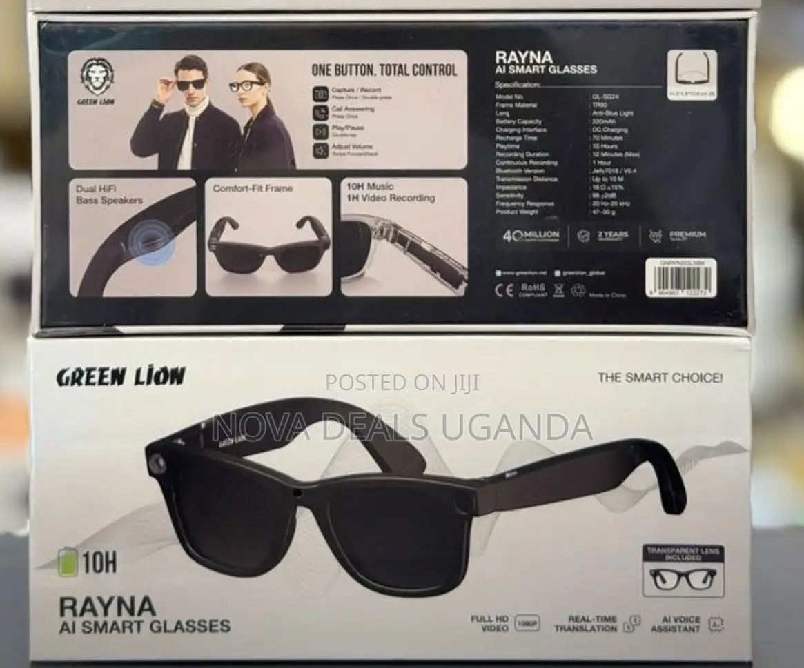 Green Lion Rayna Ai Smart Glasses, Camera Bluetooth Audio 10h