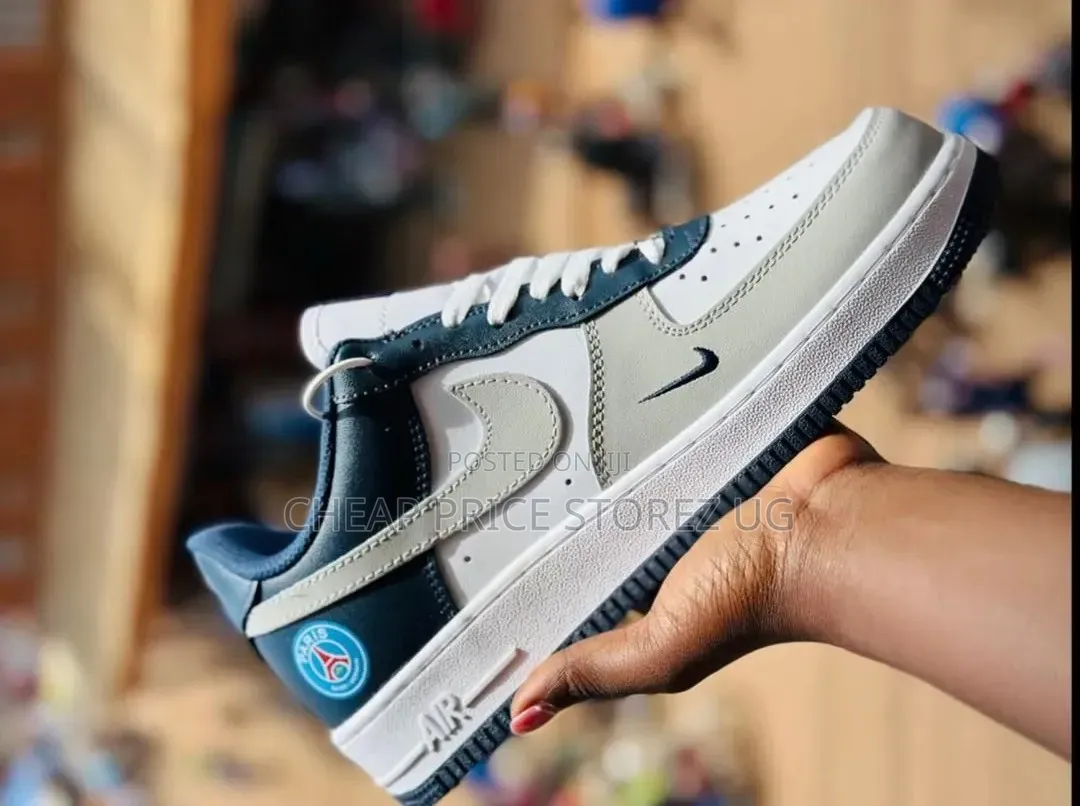 These Are Nike Air Force 1 Low X PSG Sneakers Classic White and Grey
