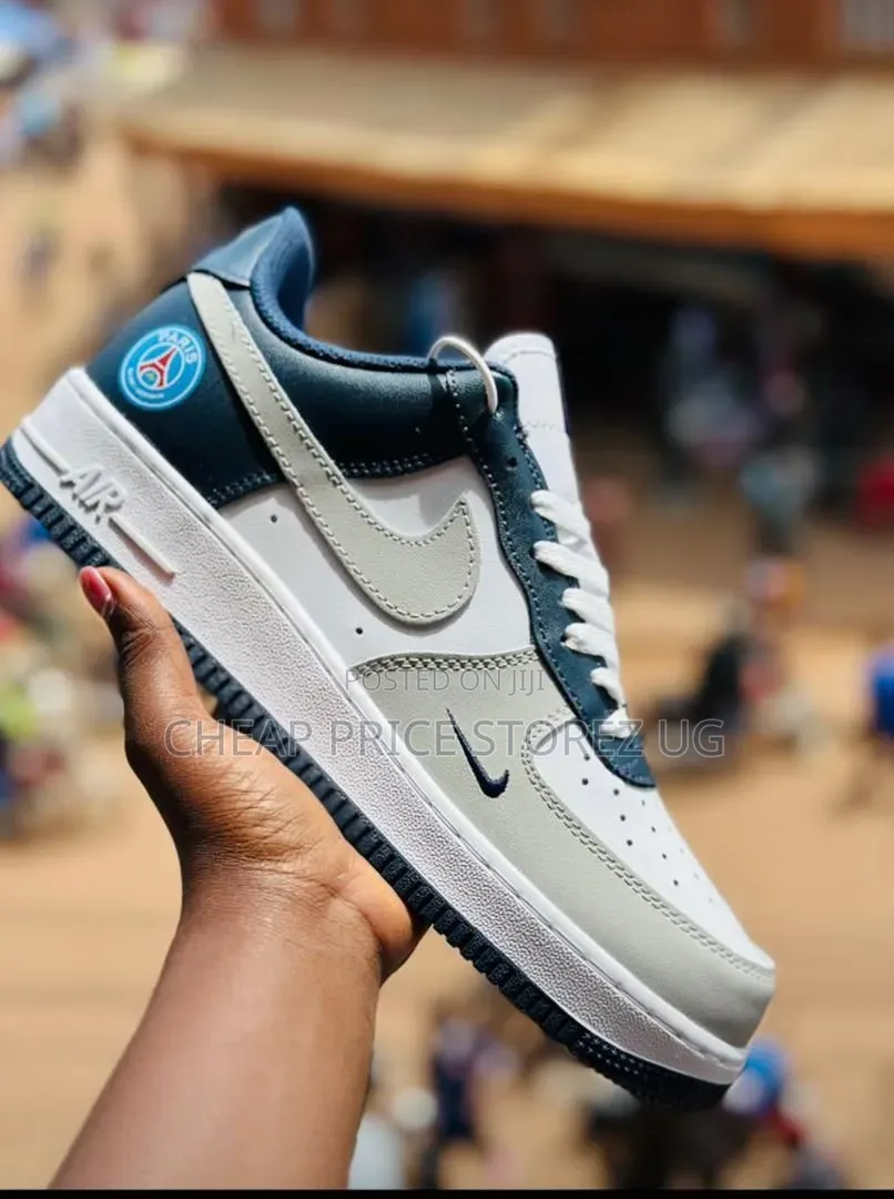 These Are Nike Air Force 1 Low X PSG Sneakers Classic White and Grey
