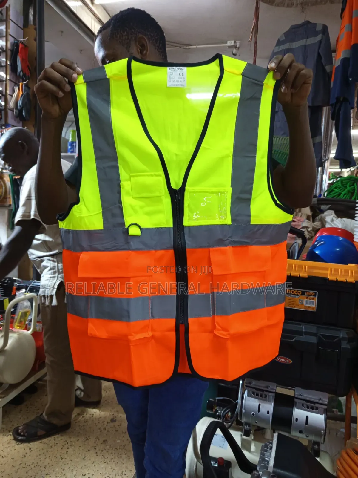 Reflector Jackets With Pockets High Quality Green-orange