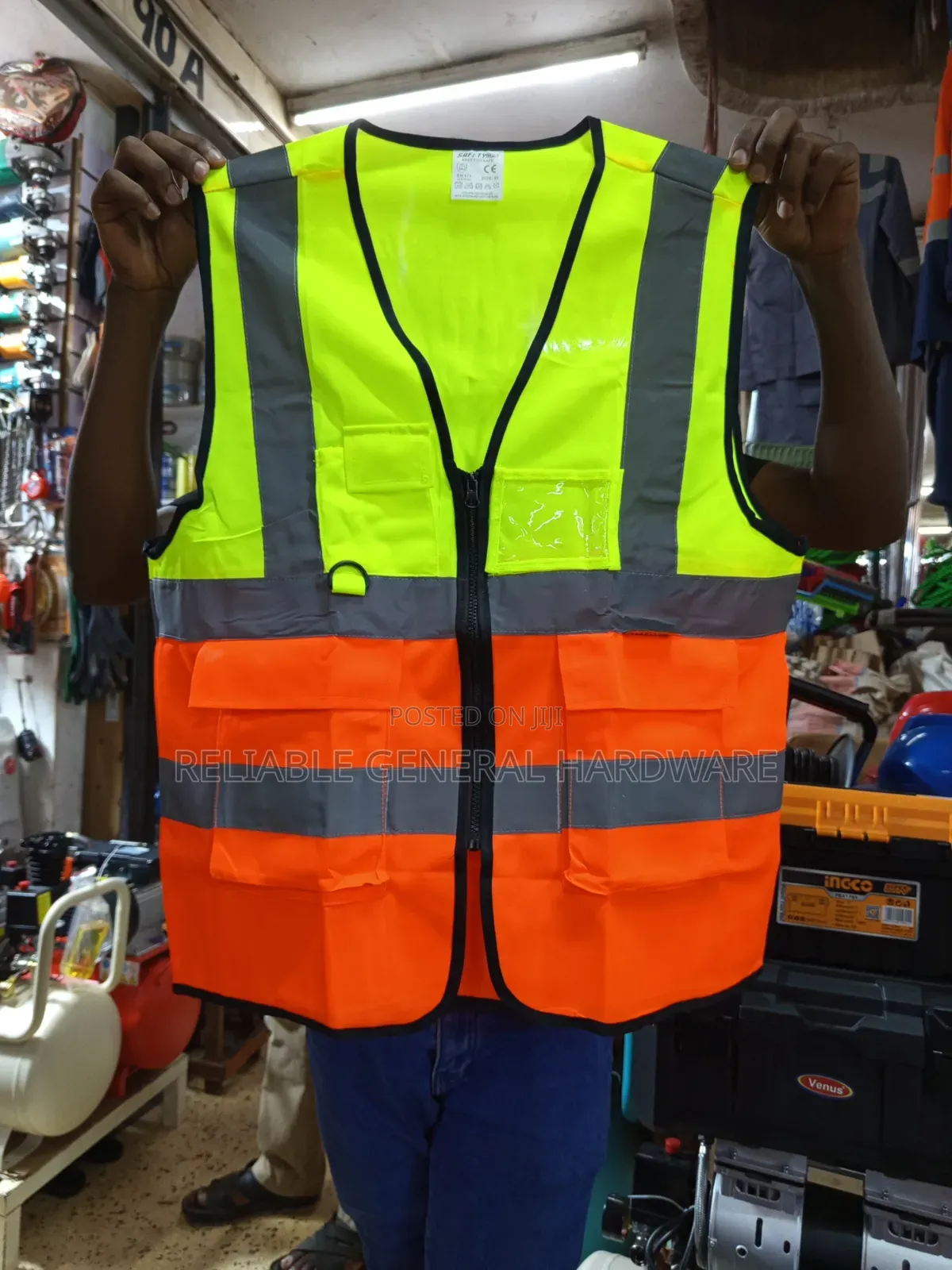 Reflector Jackets With Pockets High Quality Green-orange