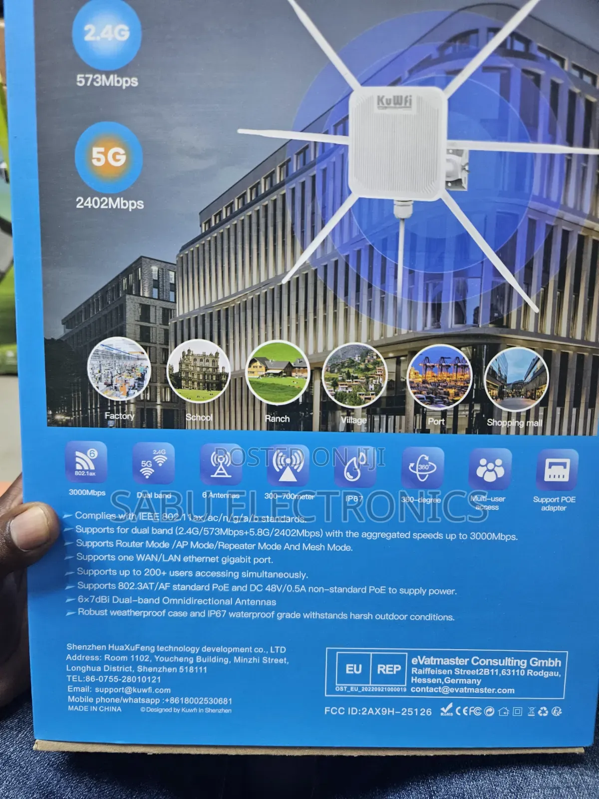 Kuwfi Wifi6 Outdoor Access Point 3000mbps 300-700m Longrange Extension