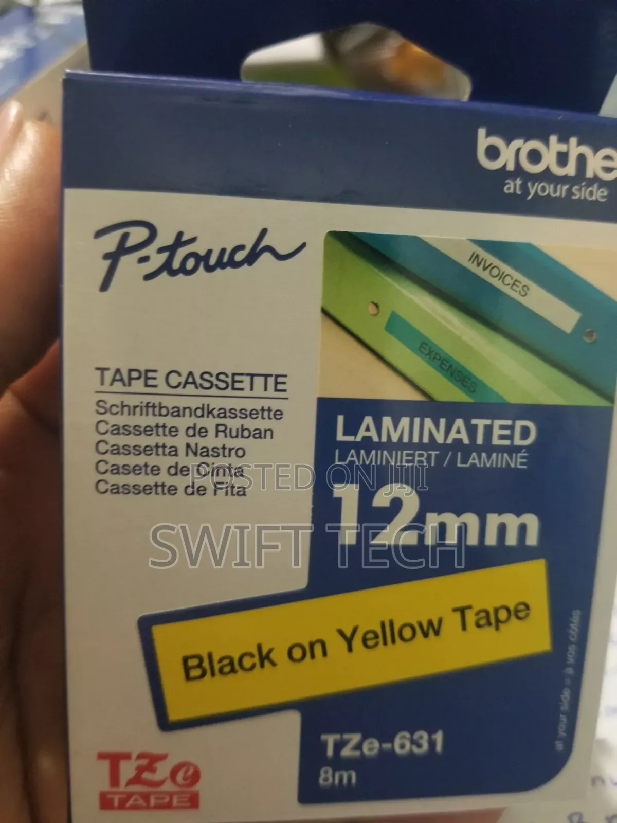 Brother Laminated Tape Cassette 12mm Black On Yellow