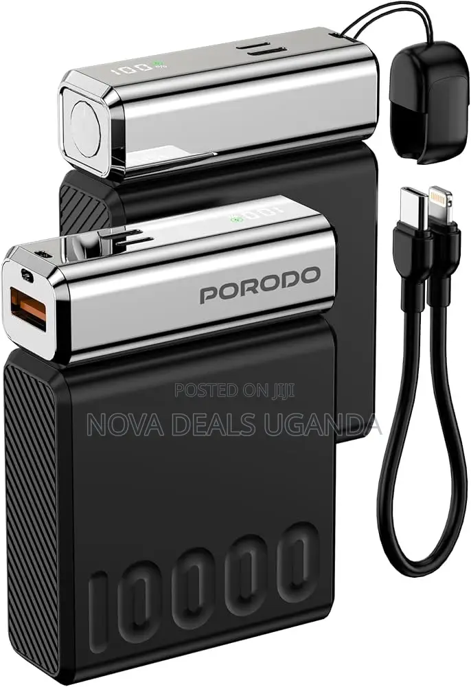 Porodo Chrome Volt 10000mah Power Bank 35w, Fast Charging Type-C Led