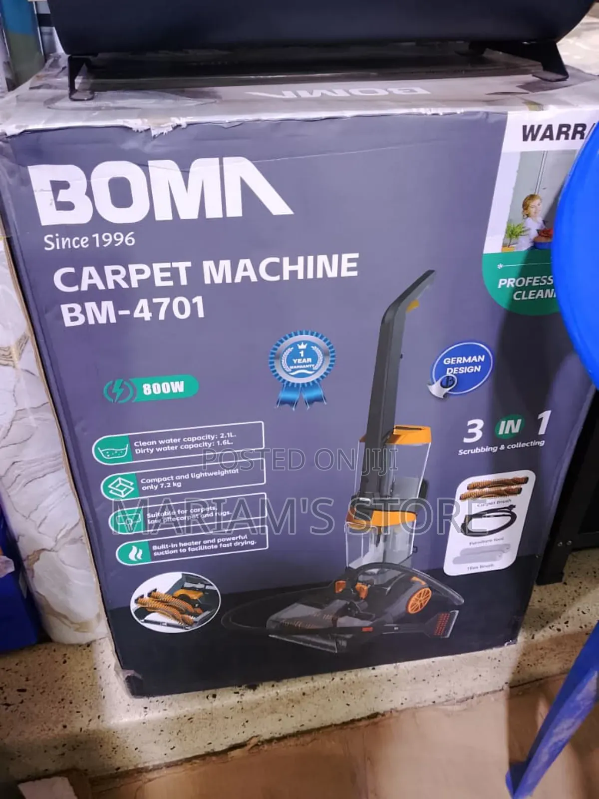 3-in-1 Carpet Machine With 800w Motor and a 1.6l Dirty Water Capacity.
