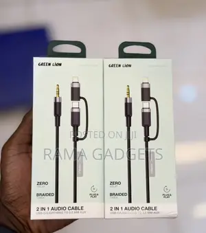 2-in-1 Audio Cable With a Usb-C and Lightning to 3.5mm Aux Connector.
