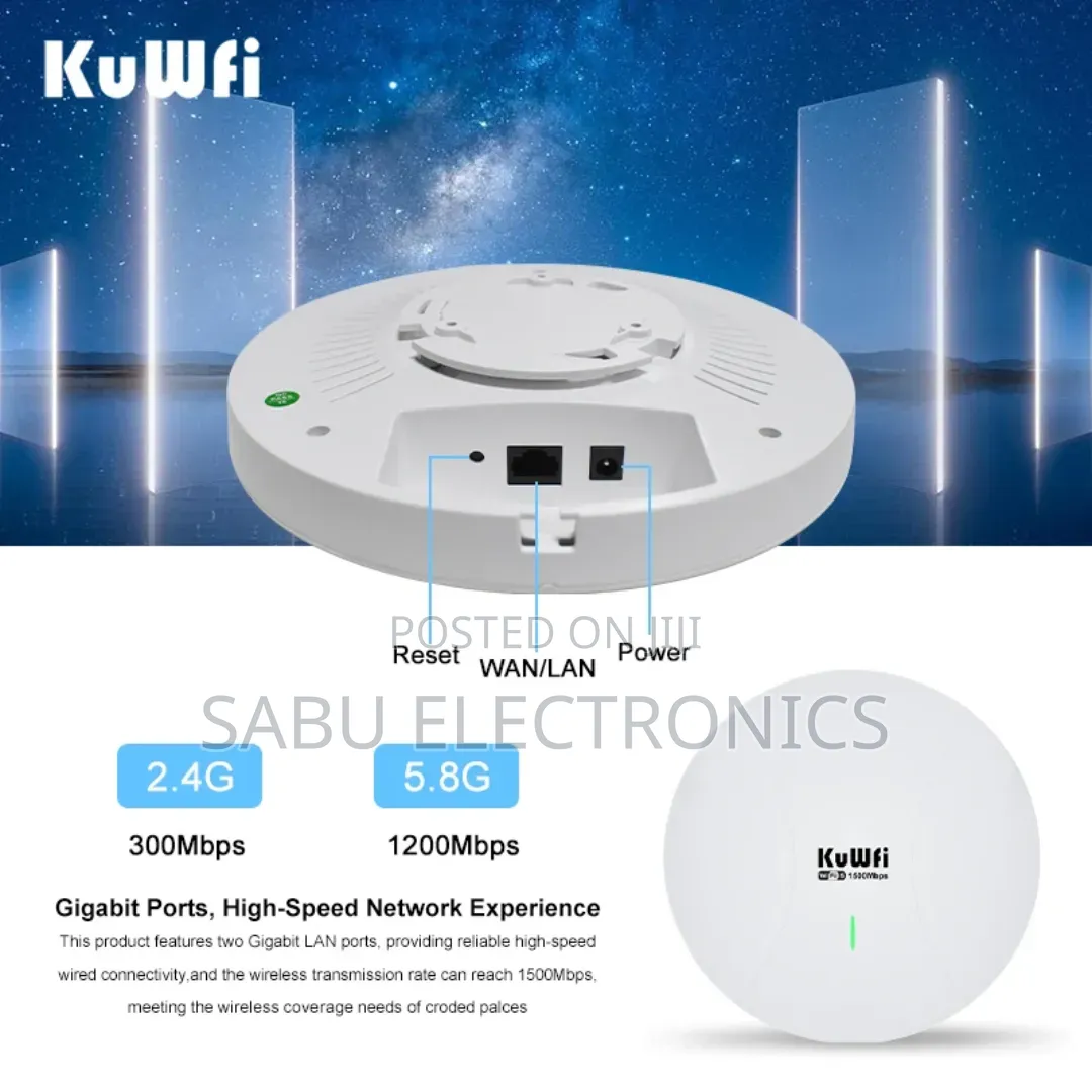 Kuwfi Wifi 6 Ceiling Access Point 1500mbps Dual Band Gigabit Indoor Ap