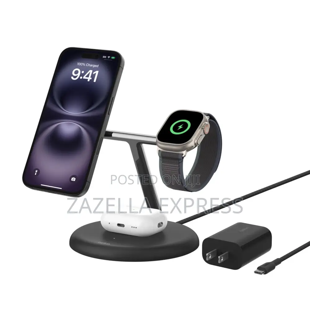 Belkin Boost Charge Pro Qi2 3in1 Magsafe Tilting Charging Wireless 15w