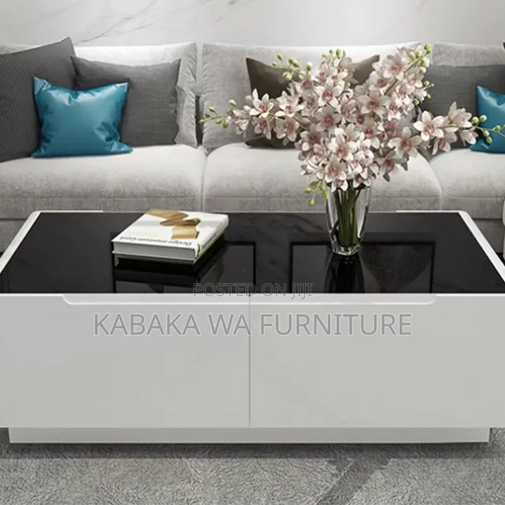 Coffee Table, Modern /Industrial/ Center Table /With Dark White/