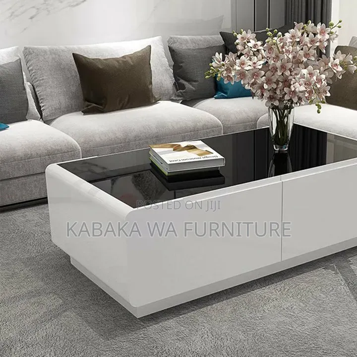 Coffee Table, Modern /Industrial/ Center Table /With Dark White/