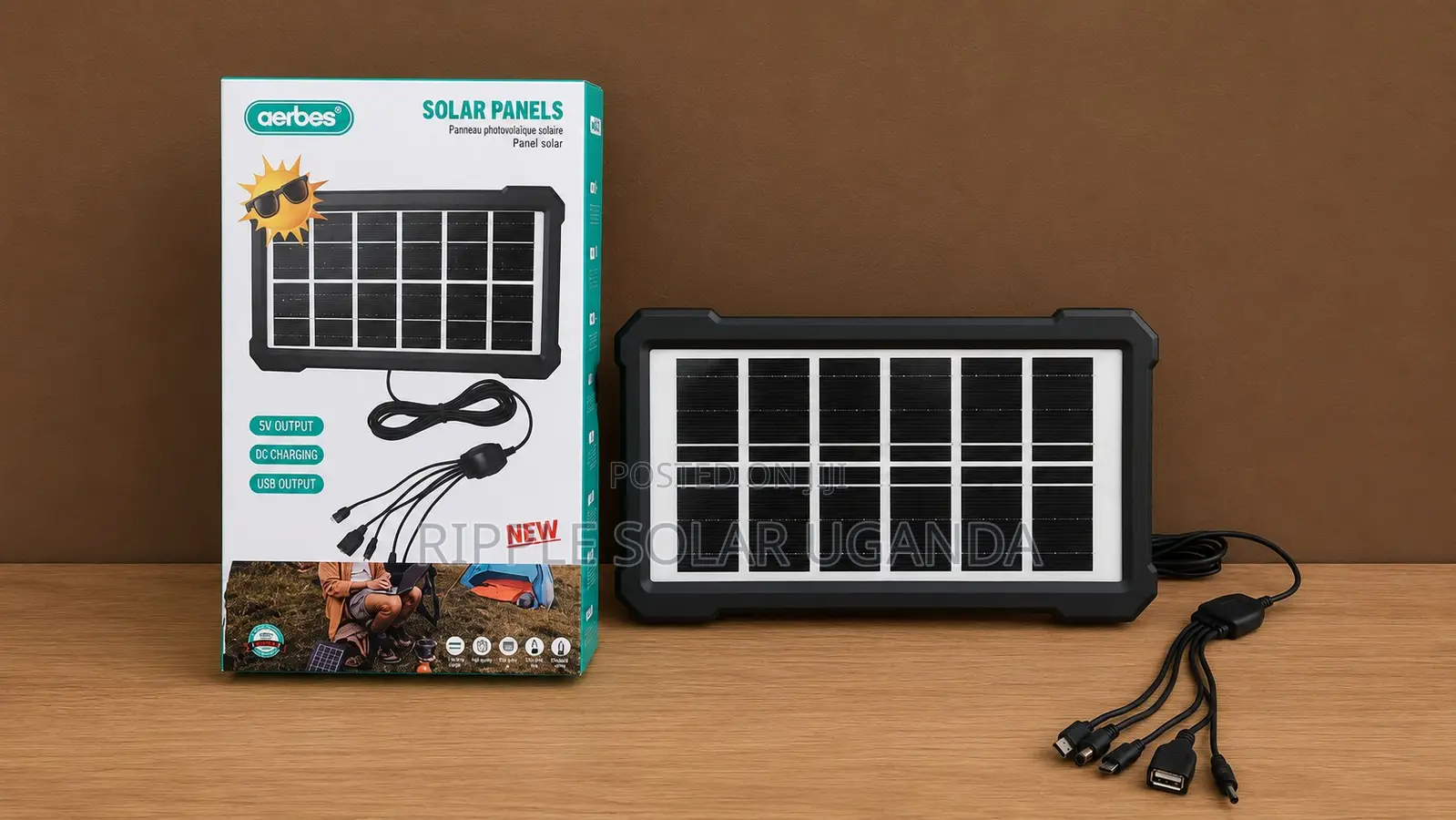Aerbes Ab-Ty259 3.5w 5v Portable Solar Charging Panel With 5-in-1 Usb