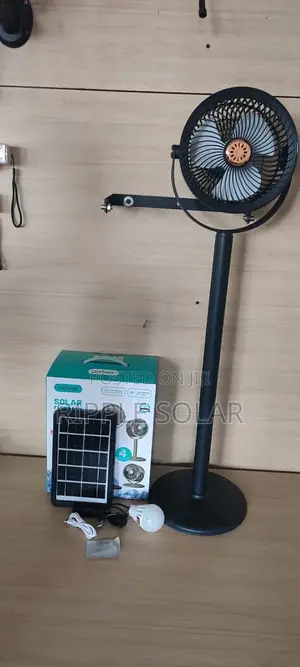 Aerbes Ab-fs42 Solar Floor Fan Adjustable With, Led Bulb Power Bank