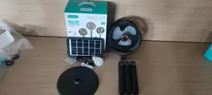 Aerbes Ab-fs42 Solar Floor Fan Adjustable With, Led Bulb Power Bank