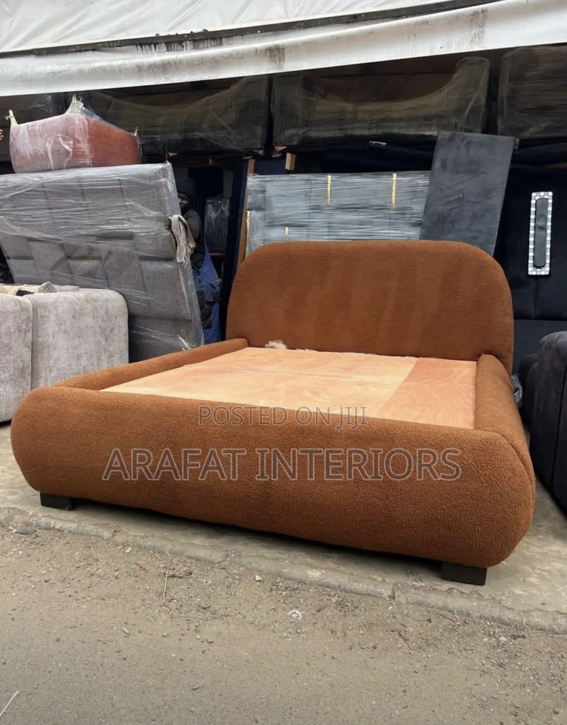 5by6 Oversized Burnt Orange Boucle Daybed