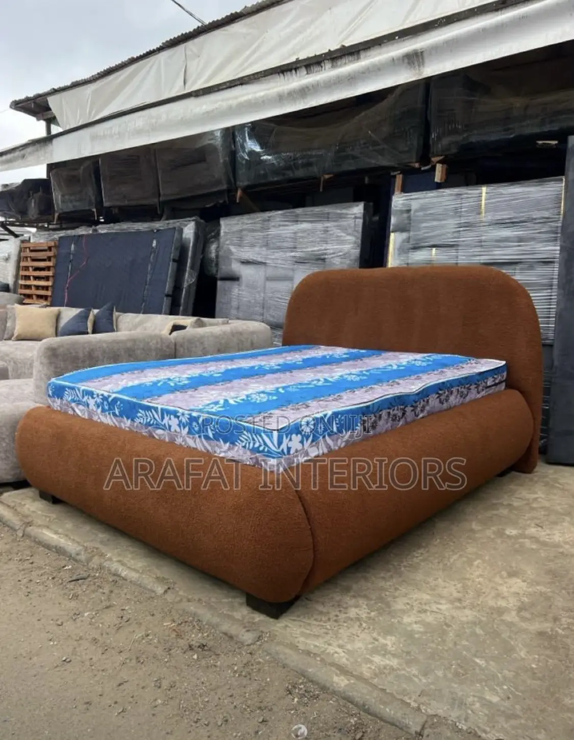 5by6 Oversized Burnt Orange Boucle Daybed