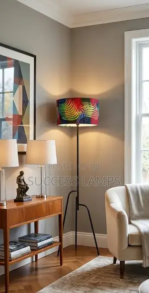 Three Stand Floor Lamp (African Print)