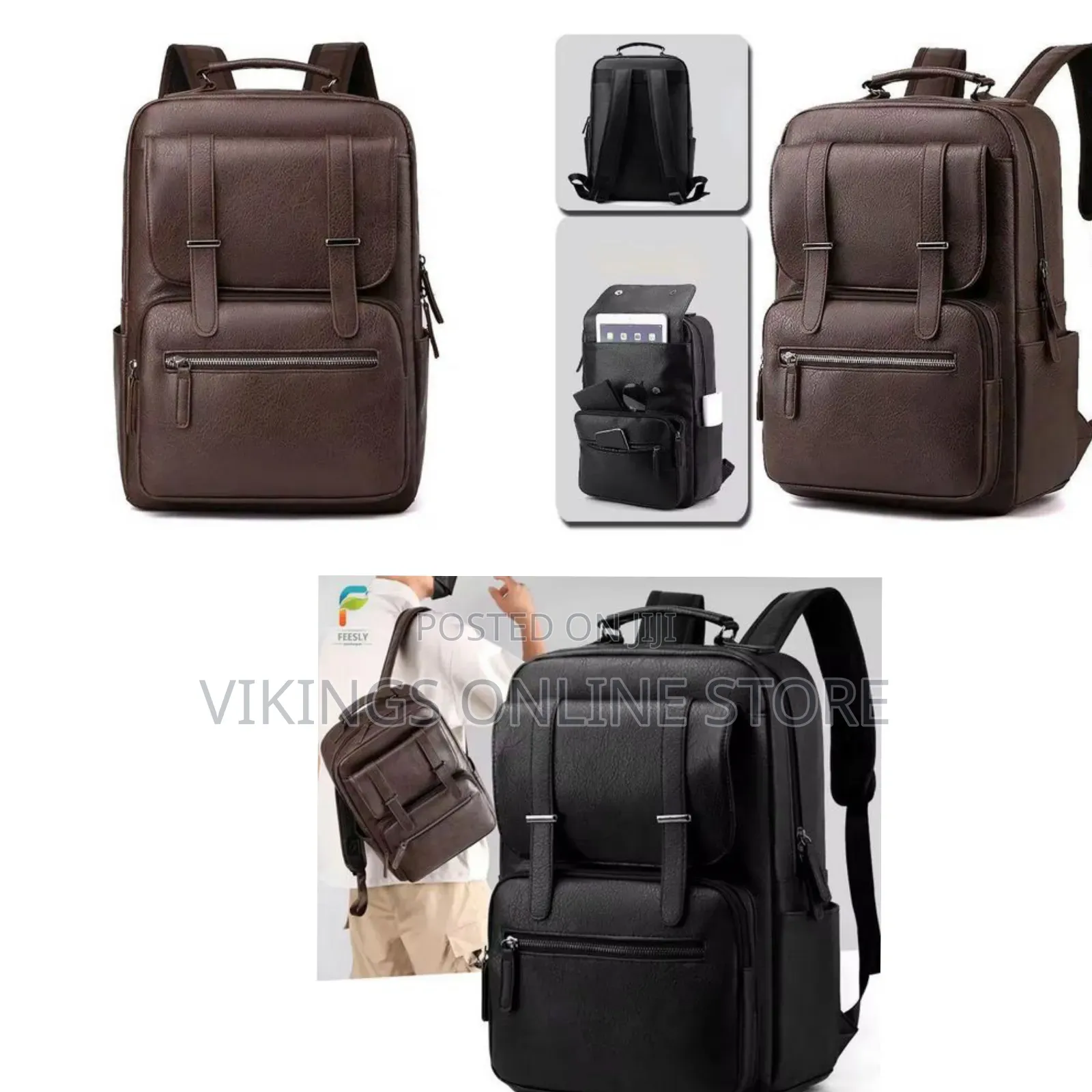 Leather Backpack Laptop 15.6 Inch Lightweight Retro Business College