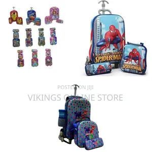 5d 3in1 16inches Trolley Bag With 6 Wheels, Pencil Box and Backpack