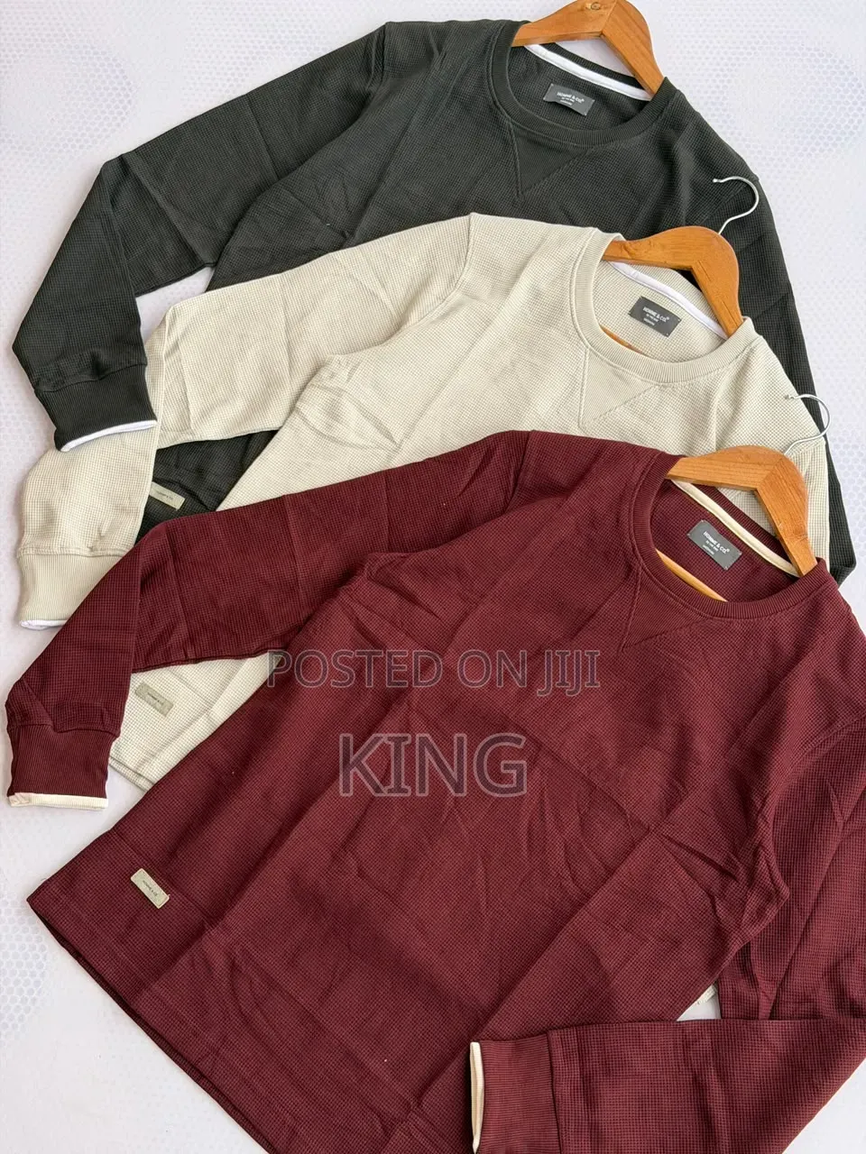Redbridge Brand Men's Knitted Crew Neck Long Sleeve T-Shirt