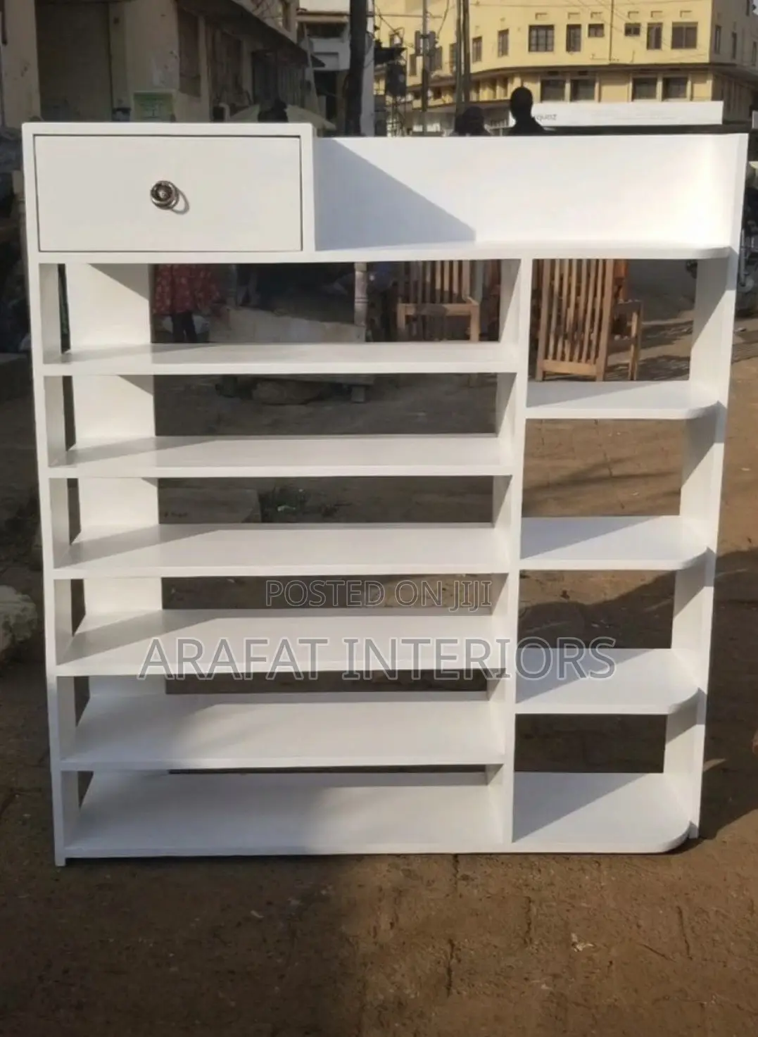 Brand New Modern White Asymmetrical Bookshelf / Display Unit