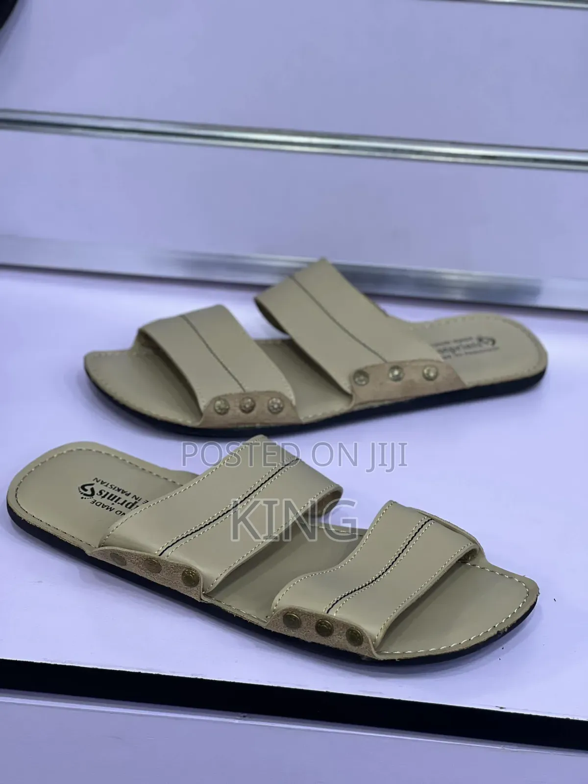 Stud Accents.Double Strap Sandals.